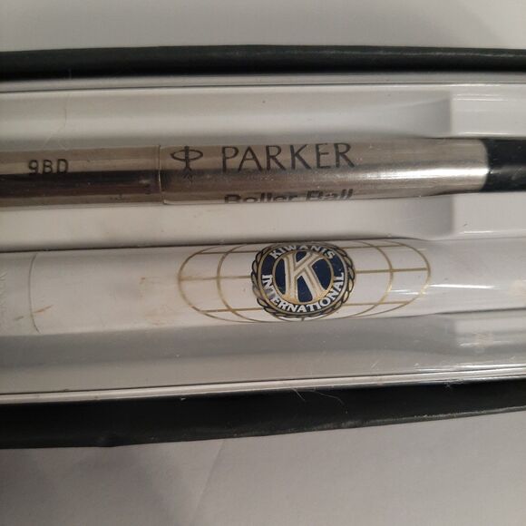 Vintage Parker Arrow Clip Roller Ball Ink Pen With Box Kiwanis Club Advertising - Picture 3 of 4